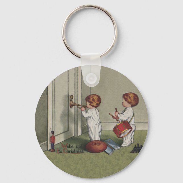 Wake Up Its Christmas cute child illustration Keychain (Front)