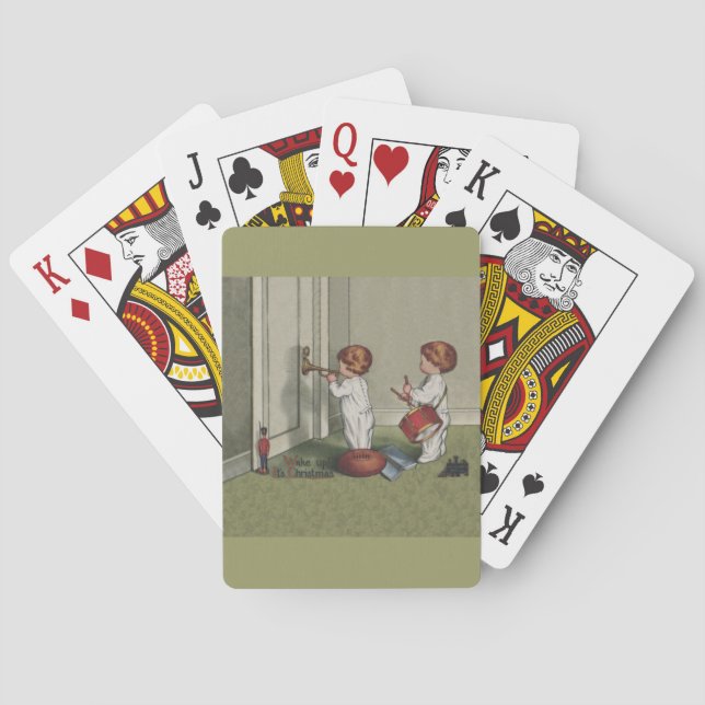 Wake Up Its Christmas cute child illustration Playing Cards (Back)