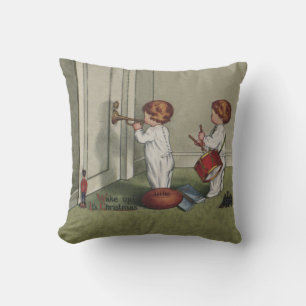 Wake Up Its Christmas cute child illustration Throw Pillow