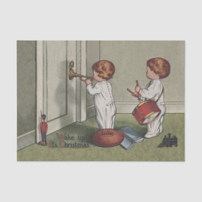 Wake Up Its Christmas cute child illustration Tissue Paper (Front)