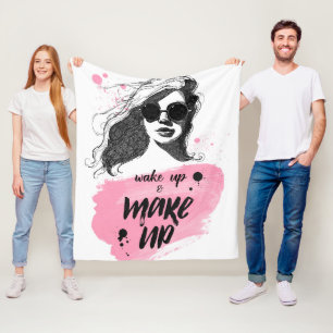 Wake Up & Make Up Fleece Blanket