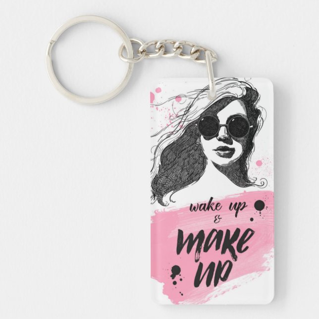 Wake Up & Make Up Keychain (Front)