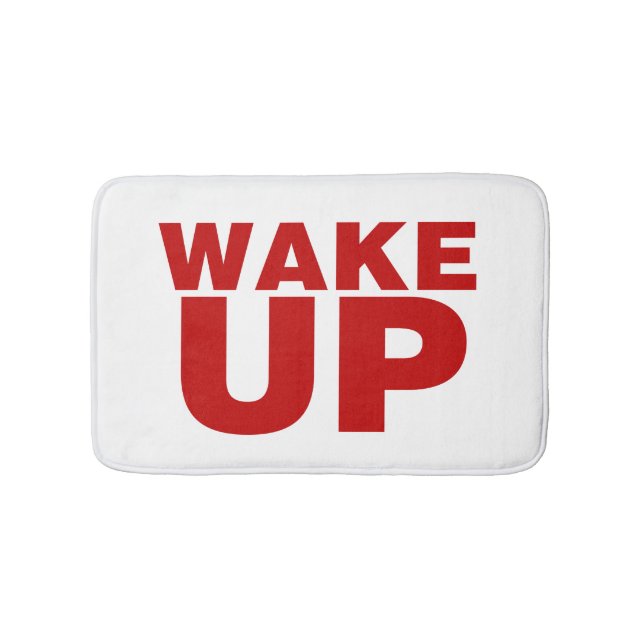 Wake Up Red Bath Mat (Front)