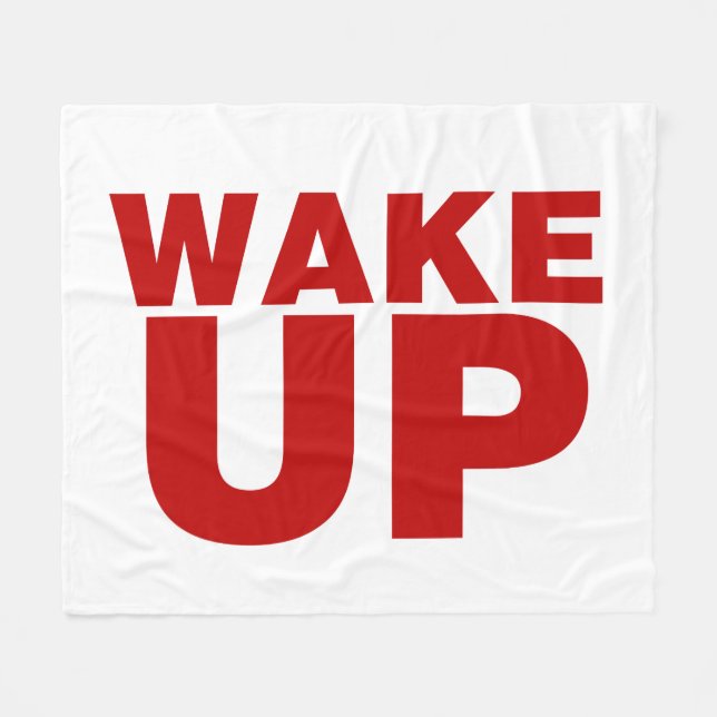 Wake Up Red Fleece Blanket (Front (Horizontal))