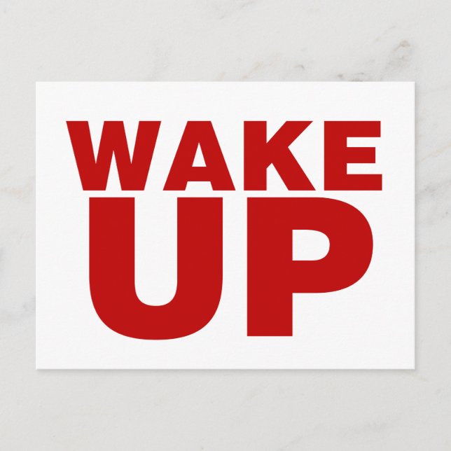 Wake Up Red Postcard (Front)
