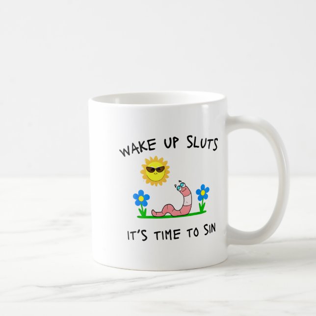 Wake Up S It's Time To Sin Funny Animal Meme  Coffee Mug (Right)