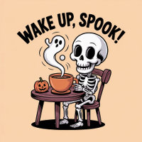 Wake Up Spook Funny Skeleton Halloween Coffee 