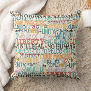 wake up stand up typography throw pillow
