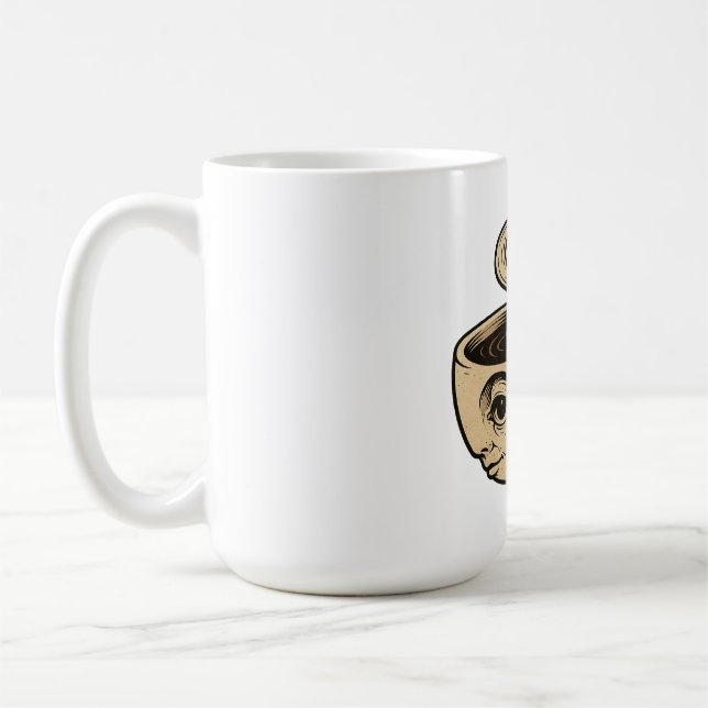 Wake Up & Watch – Surreal Coffee Cup Design (Left)