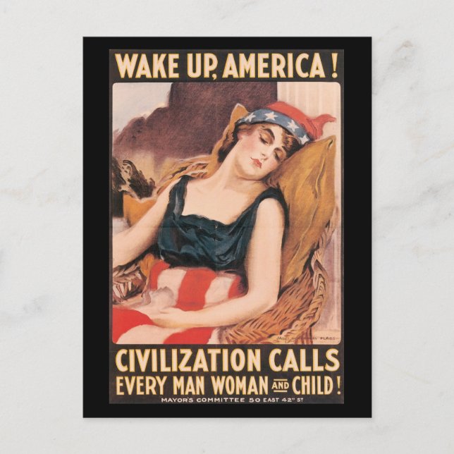 Wake Up World War II Postcard (Front)