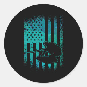 Wakeboard American Flag Wakeboarder Wakeboarding Classic Round Sticker