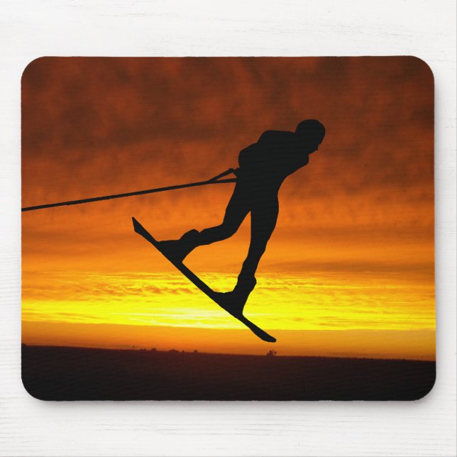 Wakeboard Sunset Silhouette Mouse Pad (Front)