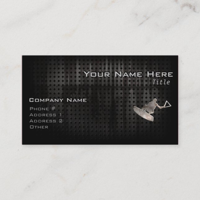 Wakeboarder; Cool Black Business Card (Front)