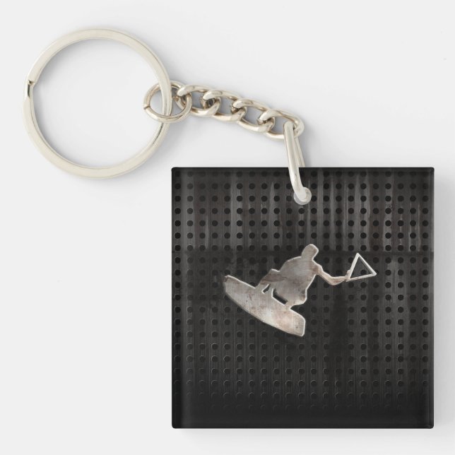 Wakeboarder; Cool Black Keychain (Front)