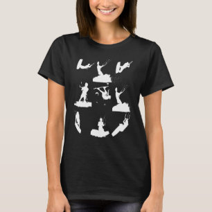 Wakeboarder White Silhouette Kitesurf Pattern T-Shirt