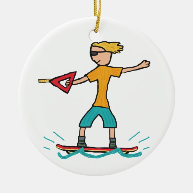 Wakeboarding Ceramic Ornament (Front)