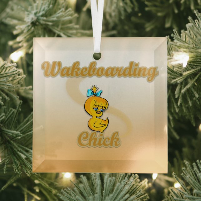 Wakeboarding Chick Glass Ornament (Insitu)