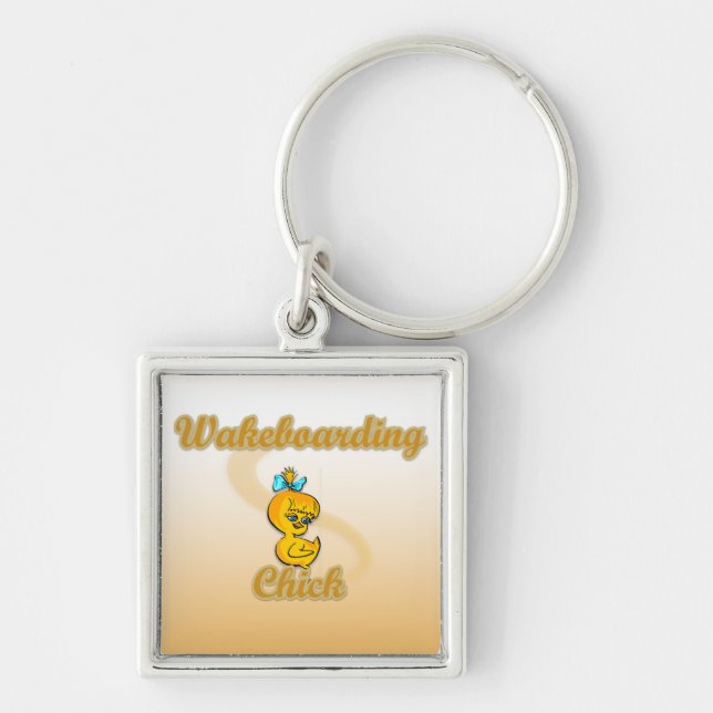 Wakeboarding Chick Keychain (Front)