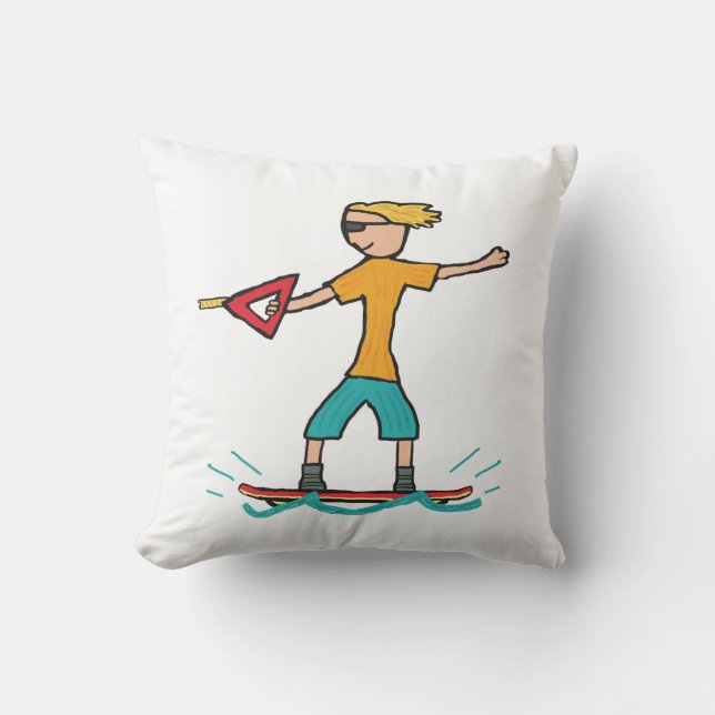 Wakeboarding Throw Pillow (Front)