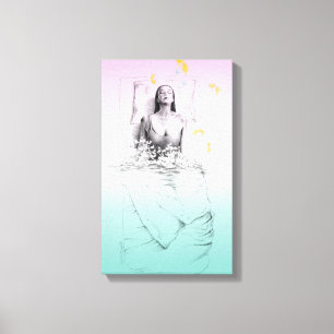 Waking up Woman Swimming Pastel colours Surreal ar Canvas Print