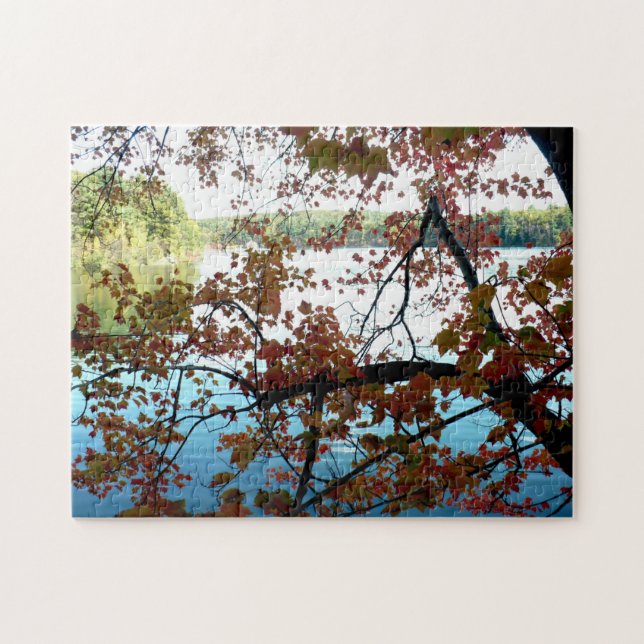 Walden Pond through Autumn Leaves Jigsaw Puzzle (Horizontal)