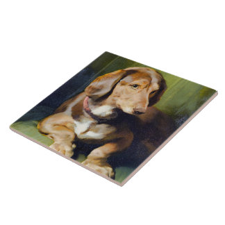 Waldmann Beautiful 19th Century Image of Cute Dog Tile