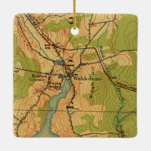 Waldoboro Maine Vintage Map Ceramic Ornament