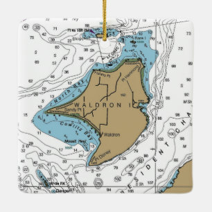 Waldron Island Nautical Chart Ceramic Ornament