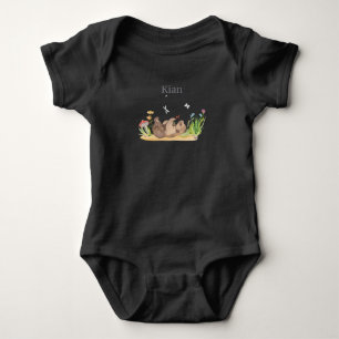 Waldtier Bear Flowers Name Kian Baby Bodysuit