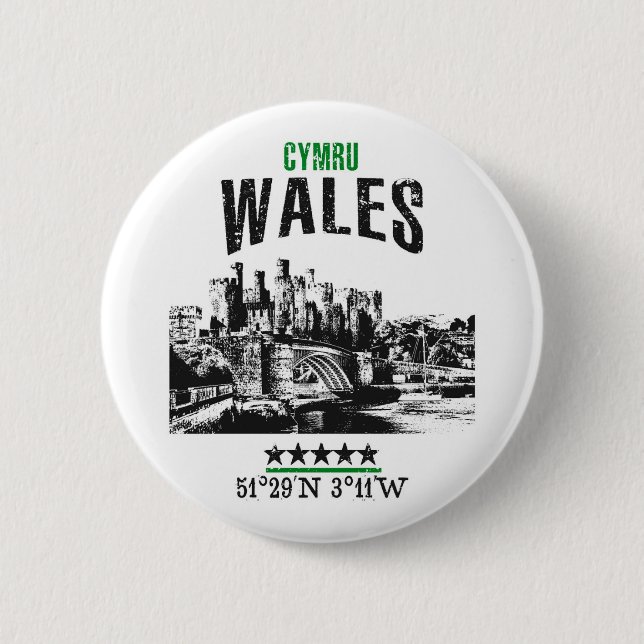Wales 2 Inch Round Button (Front)