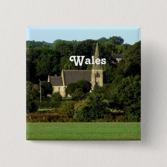 Wales 2 Inch Square Button (Front)