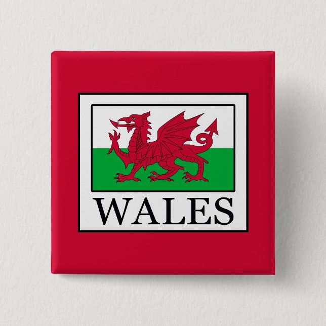 Wales 2 Inch Square Button (Front)