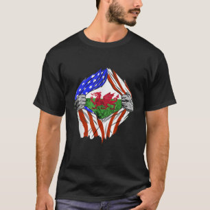 Wales America USA Chest Welsh Dragon Welsh Flag We T-Shirt