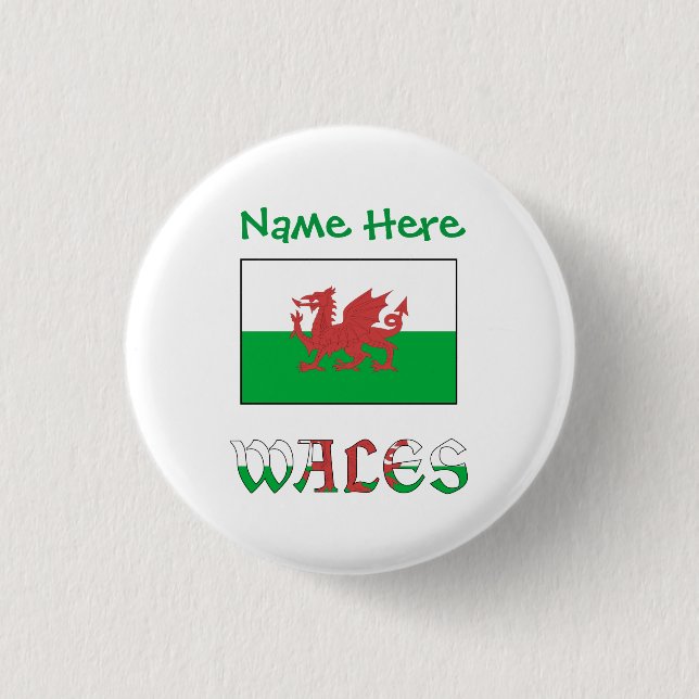 Wales and Welsh Flag Green Personalization  1 Inch Round Button (Front)