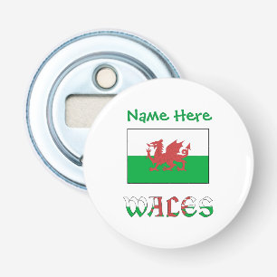 Wales and Welsh Flag Green Personalization Bottle Opener