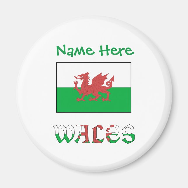Wales and Welsh Flag Green Personalization  Magnet (Front)