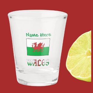 Wales and Welsh Flag Green Personalization  Shot Glass