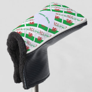 Wales and Welsh Flag Tiled Green Personalized Golf Head Cover