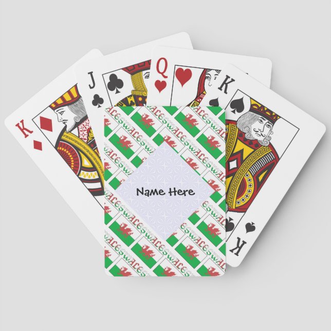 Wales and Welsh Flag Tiled Personalized  Playing Cards (Back)