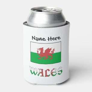 Wales and Welsh Flag with Your Name Can Cooler