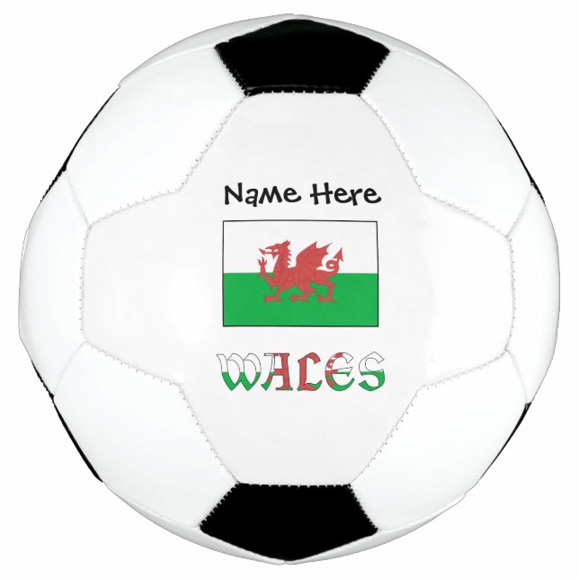 Wales and Welsh Flag with Your Name Soccer Ball (Front)