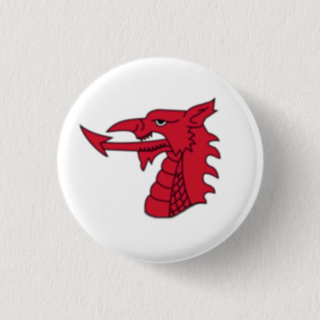 Wales Badge - Welsh Dragon Head 1 Inch Round Button (Front)