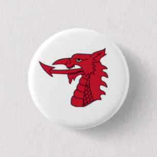 Wales Badge - Welsh Dragon Head 1 Inch Round Button
