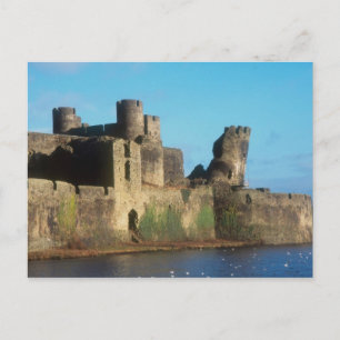 Wales - Caerphilly castle, with a view of the Postcard