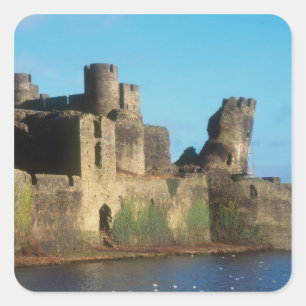 Wales - Caerphilly castle, with a view of the Square Sticker