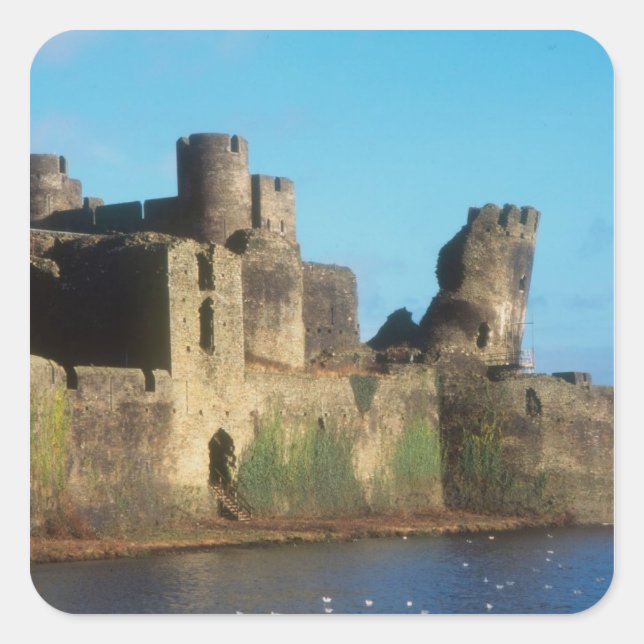 Wales - Caerphilly castle, with a view of the Square Sticker (Front)