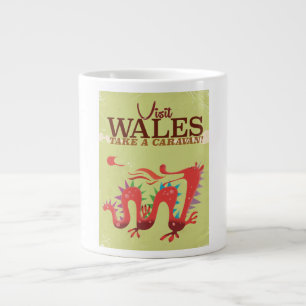 Wales Caravan Vacation vintage poster Large Coffee Mug