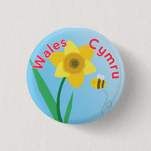 Wales Daffodil Button Pin Badge