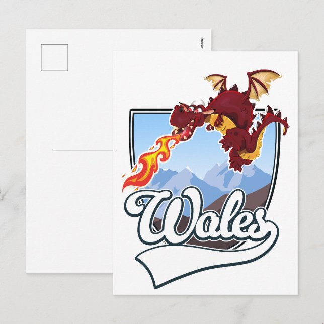 Wales Dragon logo  Holiday Postcard (Front/Back)