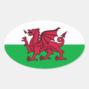 Wales Dragon Oval Sticker